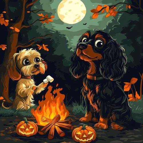 Spaniel Mac & mochadoodle - Ghosty Gettin' Toasty